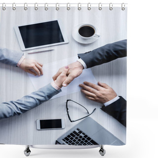 Personality  Business People Shaking Hands Shower Curtains