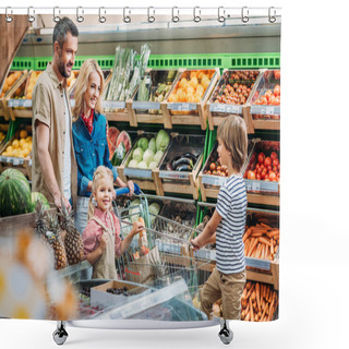 Personality  Family With Shopping Cart In Supermarket Shower Curtains