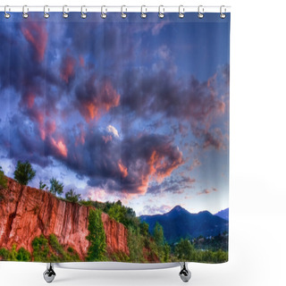 Personality  Red Rocks In High Dynamic Range Shower Curtains