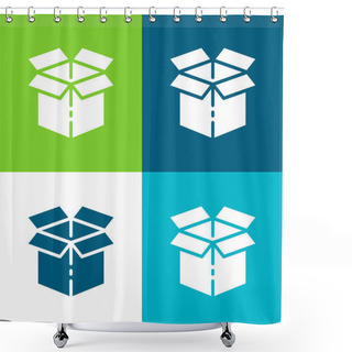 Personality  Box Flat Four Color Minimal Icon Set Shower Curtains