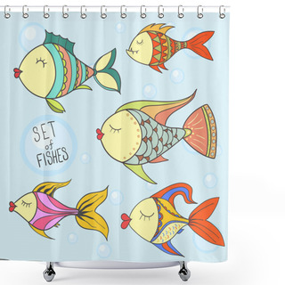 Personality  Various Cute Fishes Collection Shower Curtains
