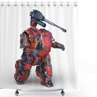 Personality  3D Rendering Of A Battle Robot Shower Curtains