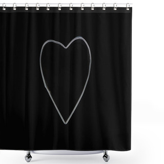 Personality  Top View Of Metal Wire In Heart Shape Isolated On Black Shower Curtains