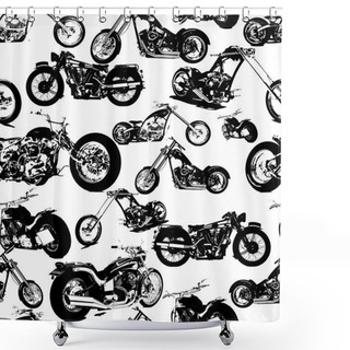 Personality  Seamless Retro Motorbike Background Shower Curtains