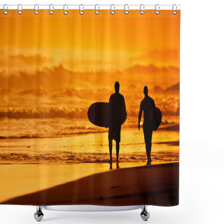 Personality  Sunset Surfers Shower Curtains
