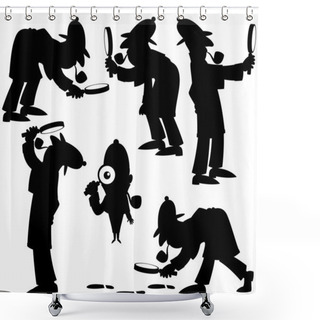 Personality  Detective Silhouettes Shower Curtains