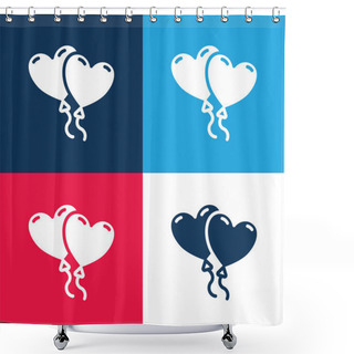 Personality  Balloons Blue And Red Four Color Minimal Icon Set Shower Curtains