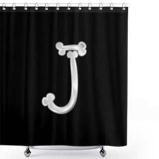 Personality  Bones Halloween Typography Letter J Silver Plated Metallic Icon Shower Curtains