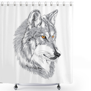 Personality  Wolf Muzzle Sketch Shower Curtains