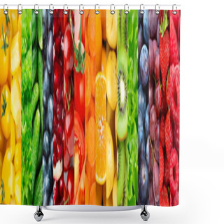 Personality  Background Of Fruits And Vegetables. Fresh Color  Food Shower Curtains