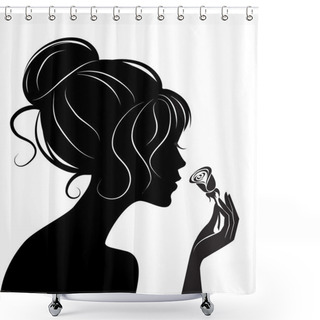 Personality  Beauty Girl Silhouette With Rose Shower Curtains