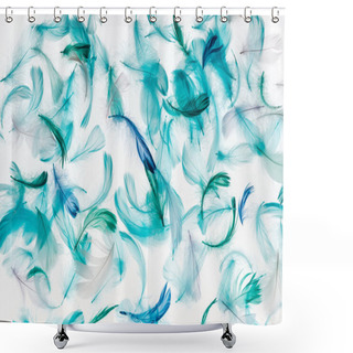 Personality  Seamless Background With Multicolored Green, Grey And Turquoise Lightweight Fluffy Isolated On White Shower Curtains