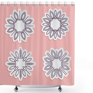 Personality  Set Of Simple And Graceful Vector Label Shower Curtains