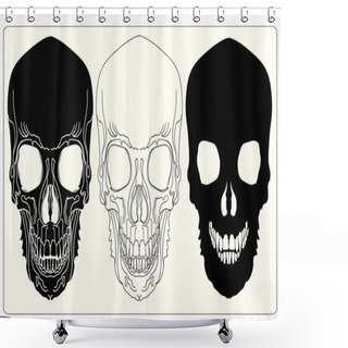 Personality  Hand-drawn Skulls Set. Grunge Skulls Shower Curtains