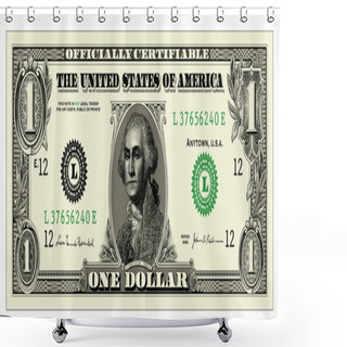 Personality  Vector Realistic One Dollar Bill Shower Curtains
