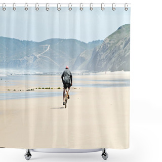 Personality  Biker At The Beach Shower Curtains