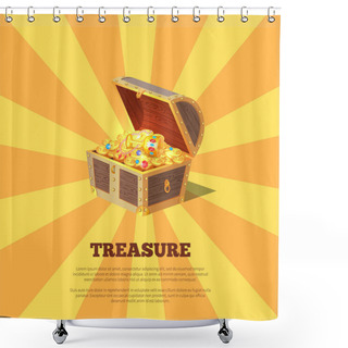 Personality  Treasure Poster With Chest Vector Illustration Shower Curtains