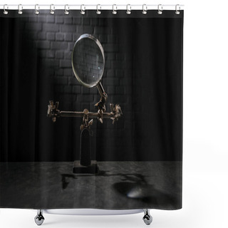 Personality  Repairer Equipment With Magnifying Glass On Table Shower Curtains