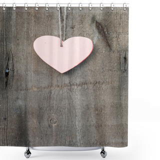 Personality  Valentine's Day Love Heart On Rustic Style Background Shower Curtains