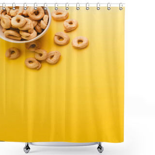 Personality  Taralli - A Traditional Italian Appetizer Similar To Drying Or Bagels, Typical For The Cuisine Of Sicily And Calabria. Bagel On A Yellow Background. Copy Space. Shower Curtains