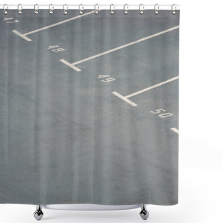 Personality  Empty Parking Lots With Numbers On Grey Asphalt Shower Curtains