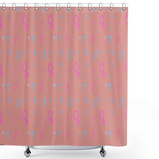 Personality  Colored Background With Different Accessories Shower Curtains