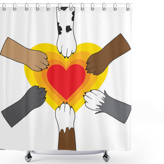 Personality  Paws And Heart Shower Curtains