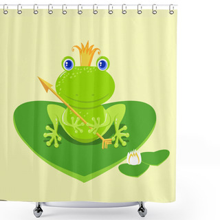Personality  Frog Prince Waiting To Be Kissed, Holding Arrow. Shower Curtains
