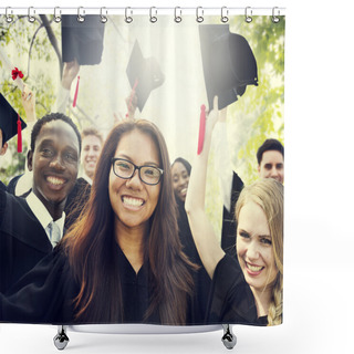 Personality  Diversity Students Celebrating Graduation Concept Shower Curtains