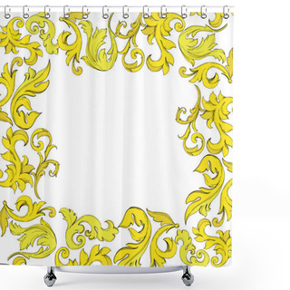 Personality  Vector Golden Monogram Floral Ornament. Black And White Engraved Ink Art. Frame Border Ornament Square. Shower Curtains