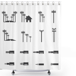 Personality  Electricity Post Icon Shower Curtains