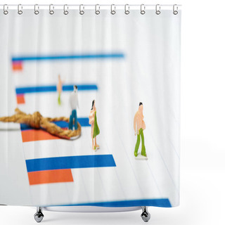 Personality  Selective Focus Of People Figures With Noose On Graphs On White Surface, Concept Of Equality Shower Curtains