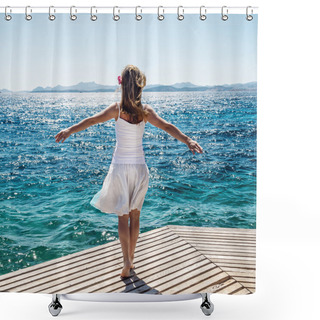 Personality  Woman At The Sea Shower Curtains