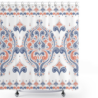 Personality  Blue And Orange Ornamental Seamless Pattern. Vintage, Paisley Elements. Ornament. Traditional, Ethnic, Turkish, Indian Motifs. Great For Fabric And Textile, Wallpaper, Packaging Or Any Desired Idea.  Shower Curtains