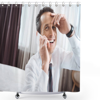 Personality  Businessman Talking On Phone Shower Curtains