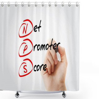 Personality  NPS - Net Promoter Score Acronym With Marker, Business Concept Background Shower Curtains