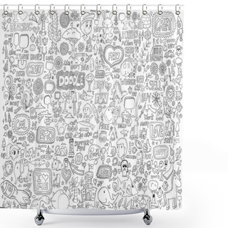 Personality  Doodle Sketch Animals People Flowers Set Shower Curtains