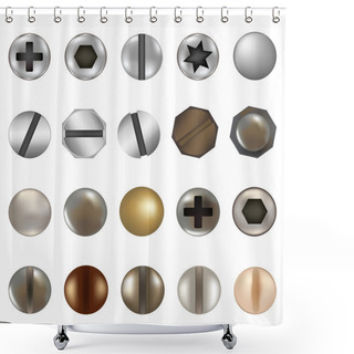Personality  Bolts And Screws, Isolated On White Background, Vector Illustration Shower Curtains