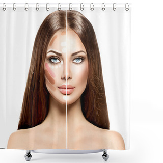 Personality  Face Before And After Blending Contour Shower Curtains