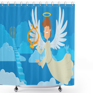 Personality  Male Angel With Brown Hair On A Heaven Background Shower Curtains