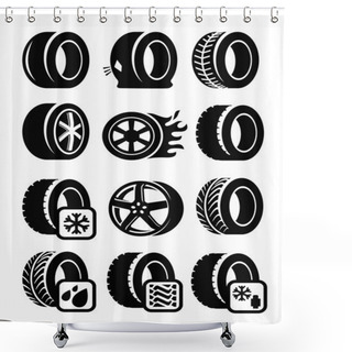 Personality  Tyre Icons Shower Curtains