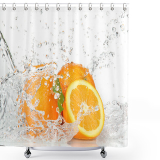 Personality  Orange Fruits And Splashing Water Shower Curtains