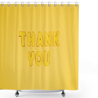 Personality  Thank You Lettering In Cookies Isolated On Yellow Background Shower Curtains
