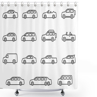 Personality  Cars Line Icons Set Shower Curtains