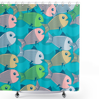 Personality  Vector Background With Fishes. Shower Curtains