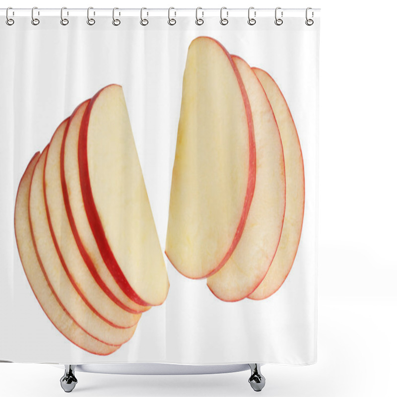 Personality  Sliced Apple Isolated On White Shower Curtains