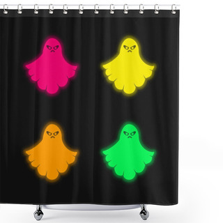 Personality  Angry Ghost Four Color Glowing Neon Vector Icon Shower Curtains