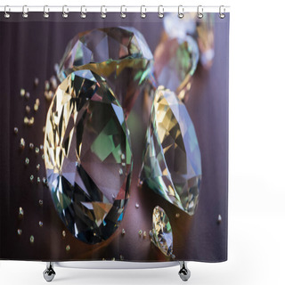 Personality  Selective Focus Of Pure Diamonds On Brown Background Shower Curtains
