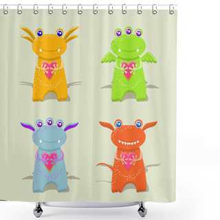Personality  Cute Dragons Valentine. Vector Illustration.  Shower Curtains