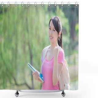 Personality  Woman Showing A Fist Gesture Shower Curtains